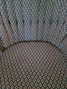 lot 3 image: Antique Green And Red Print Upholstered Chair