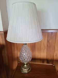 lot 39 image: Glass Table Lamp With Gold Tone Base
