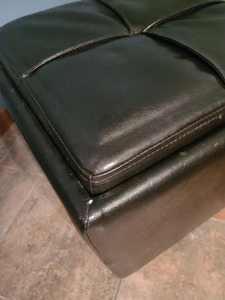 lot 75 image: Faux Black Leather Storage Ottoman