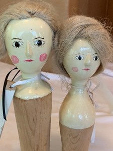 Pair of Fred Loughon Peg Wooden Dolls