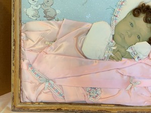 Vintage Framed Real Hair Baby Collage Picture