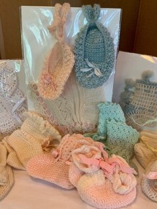 Lot of Doll Croqueted Bonnets and Booties