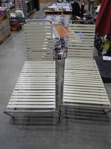 lot 103 image: Marco Island Cafe Brown Commercial Grade Aluminum Patio Chaise Lounge with Putty and Leisure Brown Vinyl Straps (2-Pack)