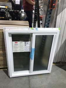 lot 133 image: 32 X 35.5 WINDOW - BROWN EXT., WHITE INT. PRIVACY GLASS. - NEVER INSTALLED BEFORE.