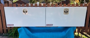 lot 1 image: WeatherGuard White Steel Full Size Top Mount Truck Tool Boxes (Lot of 2)