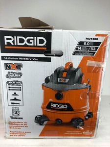 lot 18 image: Rigid 14 Gallon 6.0-Peak HP WetDry Shop Vacuum with Filter, Hose and Accessories