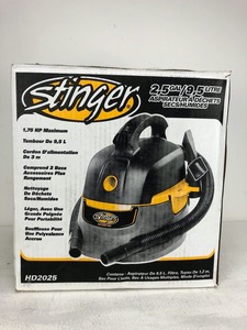 lot 20 image: Stinger 2.5 Gallon, 1.75-Peak HP Compact WetDry Shop Vacuum with Filter Bag, Hose and Accessories