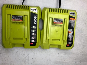 lot 27 image: Ryobi 40-Volt Lithium-Ion Rapid Charger (Lot of 2 Chargers)