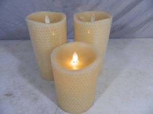 lot 60 image: 3 Luminara Flameless Pillar Candles