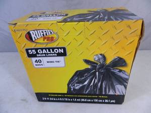 lot 222 image: New Box of 55 Gallon Drum Liner Trash Bags