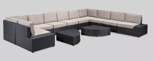lot 1 image: New Santa Cruz 12pc Wicker Sofa Set - Christopher Knight Home -No Cushions-