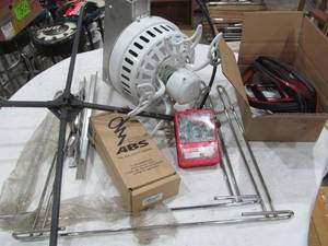 lot 200 image: Fan, brackets, first aid, drill bits