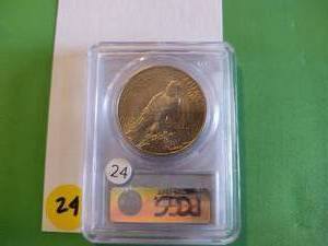 lot 24 image: 1921 Peace Dollar PCGS MS 62