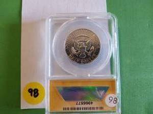 lot 98 image: 1964 90% Silver Kennedy Half Dollar ANACS Proof 66