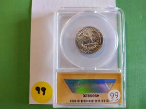lot 99 image: 1963 Silver Washington Quarter ANACS Proof 67