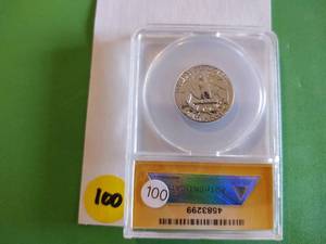 lot 100 image: 1962 Silver Washington Quarter ANACS Proof 67