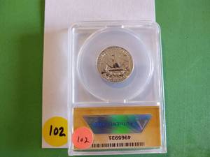 lot 102 image: 1958 Silver Washington Quarter ANACS Proof 67