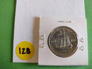 lot 128 image: 1924 Huguenot Commemorative Half Dollar - AU Condition
