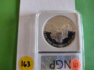 lot 163 image: 1991 S NGP American Silver Eagle PR 70 DCAM