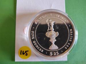 lot 165 image: 1987 Americas Cup 5 oz .999 Silver Coin