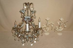 lot 72 image: Vintage Chandelier and Candle Sticks