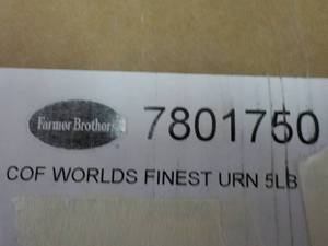 lot 61 image: 5 lb. Bag Farmer Brothers Worlds Fi...