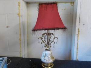 lot 121 image: 5 arm 15 Crystal Lamp 30 tall...