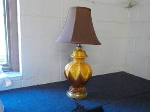 lot 166 image: Large YellowBrown Table 29 Tall...