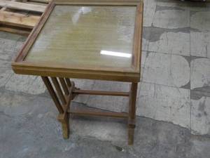 lot 185 image: 16 sq. Wood End Table 24 Tall wit...