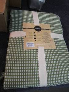 lot 39 image: Homespun Fringed 70 in. Round Sage ...
