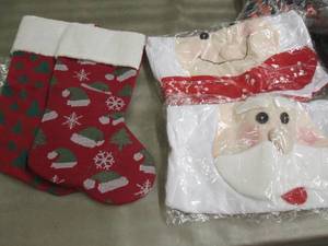 lot 261 image: 2 Christmas Stockings, 2 Holiday Ch...