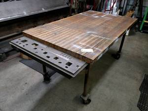 lot 23 image: Wood Top Steel Frame Bench 72 x 42...