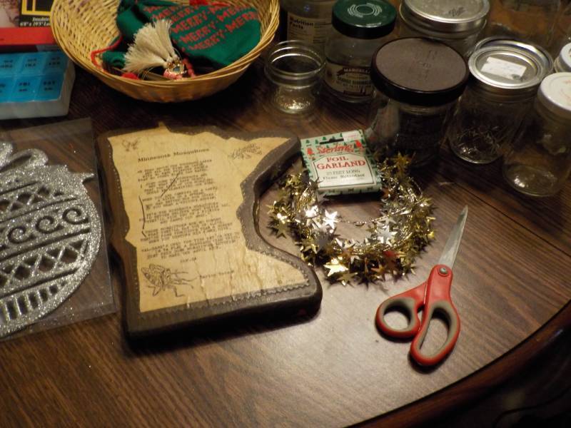 Jam Jars and Misc. in a wire basket...