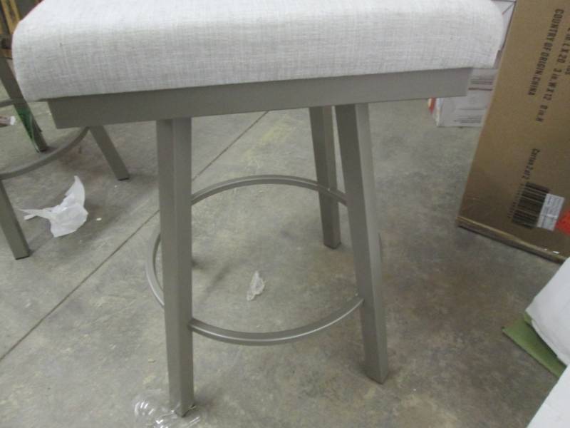 Linen Upholstered Swivel Metal Bar ...