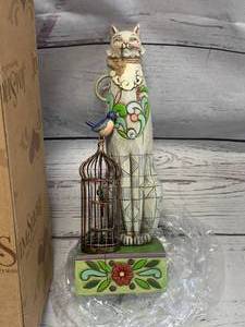 Jim Shore Milly Tall Cat w  Birdcage (new in box)