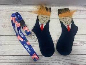 New Trump Socks w Realistic Hair & Trump Lanyard