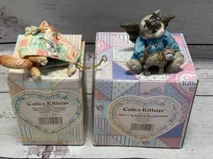 Lot of 2 Enesco Calico Kittens Figures