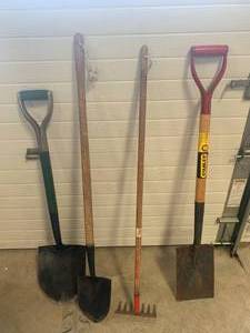 3 Shovels & Rake