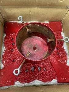 Antique Heavy Cast Iron Red Christmas Tree Base