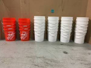Pallet with assorted 5 gal buckets never used