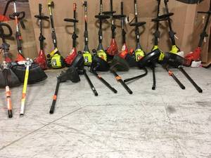 Pallet with assorted Ryobi Homelite Outdoor Tools customer Returns various models and conditions