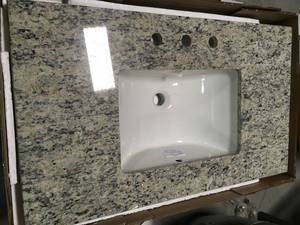 Home Decorators 37 in. W x 22 in. D Granite Vanity Top in Santa Cecilia missing back splash