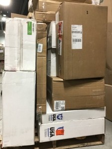 Pallet with assorted cases of furnace filters
