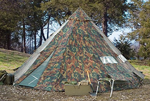 HQ ISSUE 18 x 18 Teepee Tent, Woodland Camo