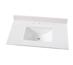 lot 16 image: HOME DECORATORS COLLECTION 37 in. W x 22 in. D Engineered Marble Vanity Top in Snowstorm with White Single Trough Sink