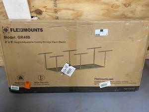 lot 27 image: FLEXIMOUNTS 4 ft. x 8 ft. Heavy Duty Overhead Garage Adjustable Ceiling Storage Rack in Black
