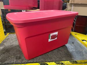 lot 43 image: STERILITE - Lot of 12 - 30 Gallon Red Totes