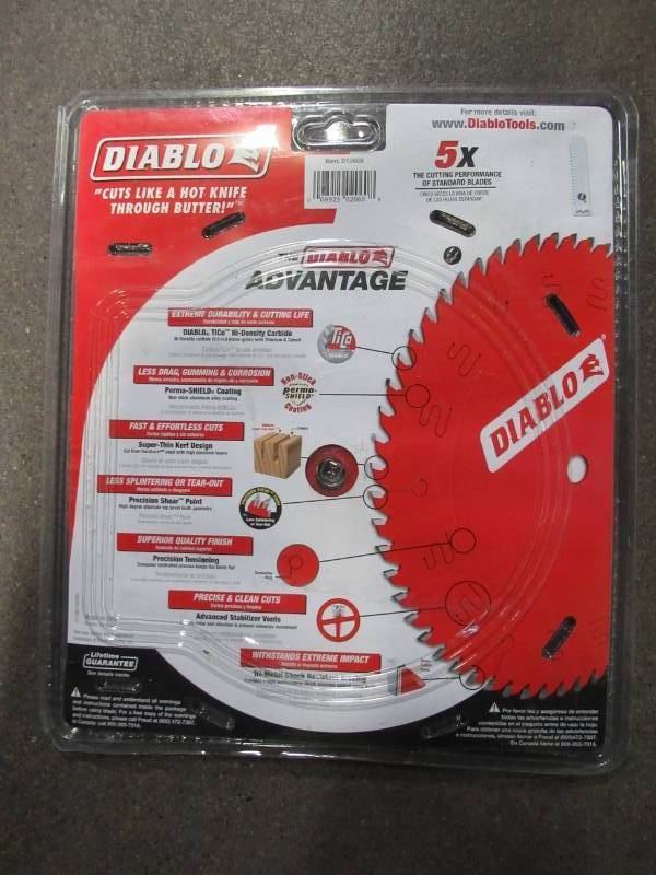 lot 844 image: Diablo 10 in. x 60-Tooth Fine Finish Slide Miter Saw Blade, D1060S - NEW