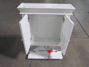lot 203 image: Foremost Naples 26-12 in. W x 32-34 in. H x 8 in. D Bathroom Storage Wall Cabinet in White NAWO2633