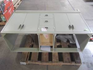 lot 210 image: Home Decorators Collection Shaelyn 60 in. W x 21.75 in. D Vanity Cabinet Only in Sage Green SLGV6022D